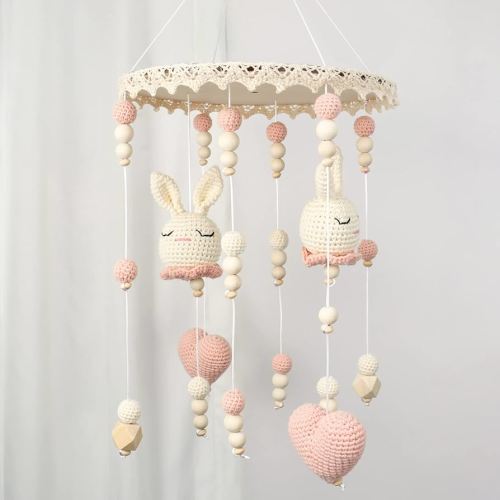 Boho Bunny Crib Mobile for Girls - Baby Mobile for Bassinet, Pack n Play