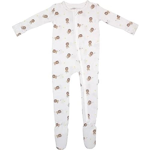 Soft Baby Bamboo Viscose Footie Pajamas, Zipper Closure, 0-24 Months