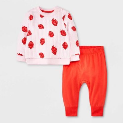 Baby Girls' Strawberry Top & Bottom Set - Cat & Jack™ Pink, Size: Infant18M