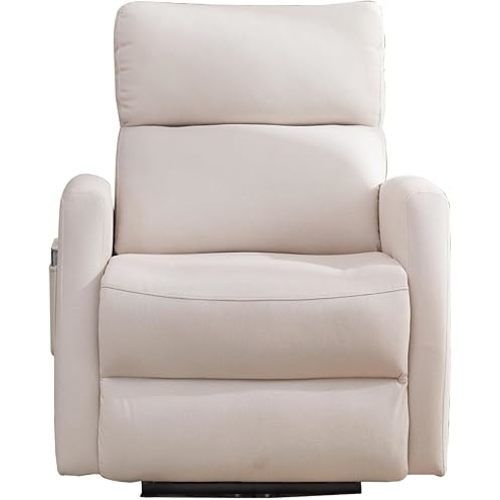 Electric Recliner Chair - Modern Power Sofa w/USB, Footrest & Pockets - Living Room, Home Theater Seating Beige