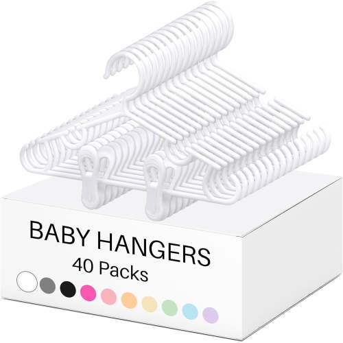 120 Packs Baby Hangers with Clips Toddler Hangers with Clips for Kids Pants Closet Coat Skirts Socks (White)