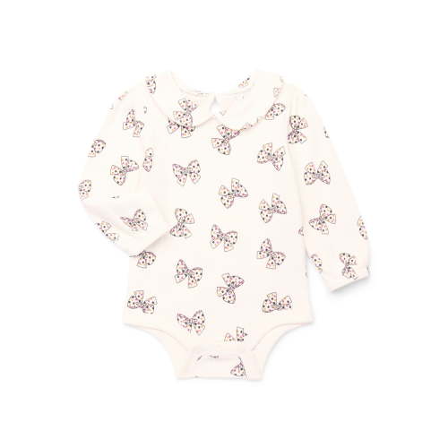 Garanimals Baby Girl Printed Pointelle Collared Bodysuit with Long Sleeves, Sizes 0-24 Months