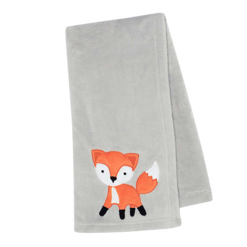Woodland Friends Gray Fleece with Orange Fox Baby Blanket
– Lambs & Ivy