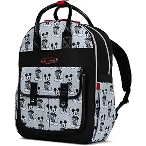 Disney Diaper Bag Backpack with Changing Pad Mickey Mouse – 16” Nylon Baby Bag for Parents, Insulated Bottle Holders, Multiple Storage Pockets