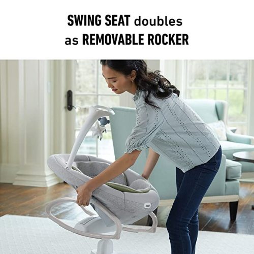 Graco Soothe My Way Swing with Removable Rocker, Madden - Versatile Baby Swing & Portable Rocker - w/ Rocker