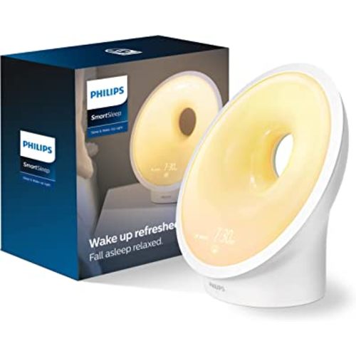 Philips SmartSleep Sleep and Wake-Up Light, Simulated Sunrise and Sunset, Multiple Lights and Sounds, RelaxBreathe to Sleep, HF3650/60