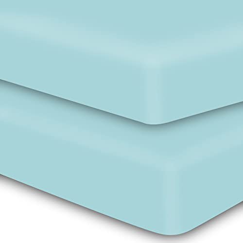 MOONQUEEN 2-Pack Baby Fitted Crib Sheets - Soft Breathable Microfiber Toddler Nursery Sheet Set for Boys and Girls, Fits Standard Size Crib Mattress 28 x 52 x 8in, Aquamarine