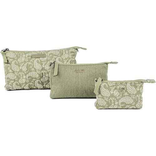 JuJuBe x Sazan New 3-Piece Pouch Set, Diaper Bag Organizing Pouches, Convertible to Small Purse with Crossbody Strap, Zipper Cosmetic Pouch, Large, Medium, and Small, Paisley Floral, Mothers Day Gift