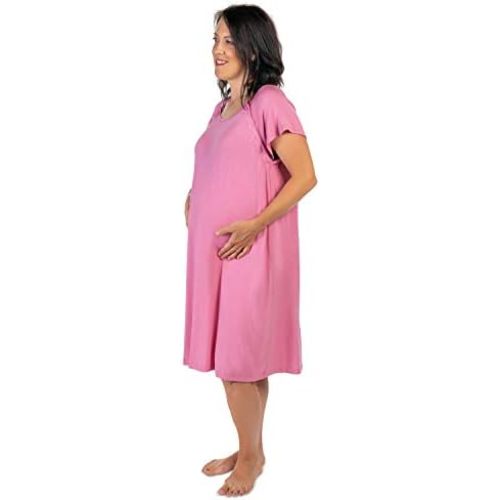 Three Little Tots Mommy Labor and Delivery Gown - Stretchy Soft Maternity and Nursing Nightgown