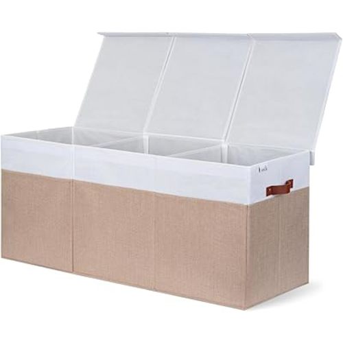 Extra Large Toy Storage Organizer with Lid - Sturdy, Collapsible Toy Chest Storage Box Design - Toys Bin with Dividers for Kids, Nursery, Bedroom, Playroom 37"x16"x14"