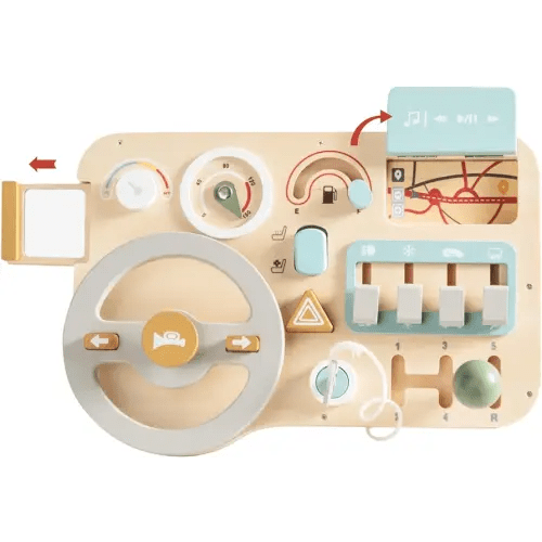 Busy Board Montessori Toys Wooden Kids steering wheel toy Activity Board Toddler Sensory Toys for Ages 3+ Pretend Play Driving Toy For Kids Travel Toys Wooden Toddler Toys Gifts for Boys and Girls