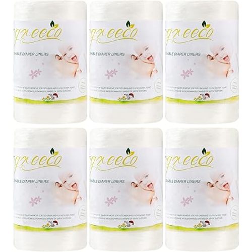 wegreeco Cloth Diaper Liners - Unscented Diaper Liners, Fragance Free Cloth Diaper Liners - 100 Sheets Per Roll (6 Roll)