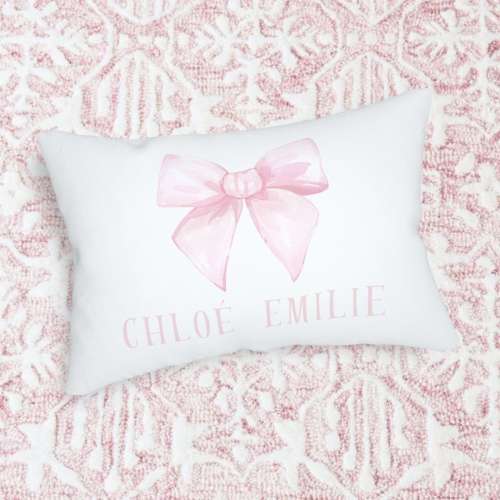 Coquette Aesthetic Pink Bow Decor Personalized Name Pillow Nursery Bow Decor Pink Baby Shower Gift for Girls Room Decor Baby Girl Gift Idea