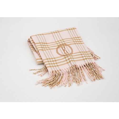 A Soft Idea Pink/Camel Plaid Receiving Blanket