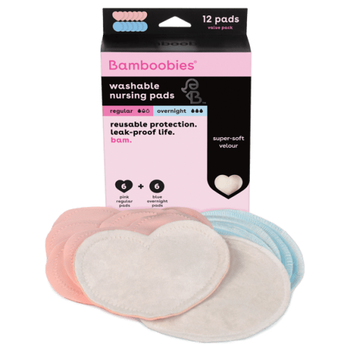 Bamboobies Washable Nursing Pads for Breastfeeding, Reusable Pads, Combo Pack (6 Pairs)