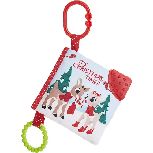 KIDS PREFERRED Rudolph The Red-Nosed Reindeer On The Go Teether Book, Soft Crinkle, Mirror, Christmas Holiday Toy, Boys & Girls 0 and up, 5 Inches