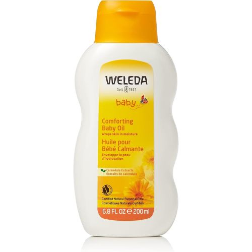 Weleda Baby Calendula Comforting Baby Oil, 6.8 Fluid Ounce, Plant Rich Baby Care with Calendula, Sweet Almond and Sesame Oils