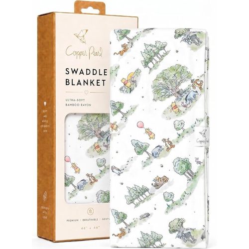Copper Pearl Swaddle Blankets for Newborns | Soft Stretchy Receiving Blankets for Boys and Girls | Large 46 x 46 Inch Baby Blankets | Lightweight and Breathable Swaddles | Hundred Acre Wood