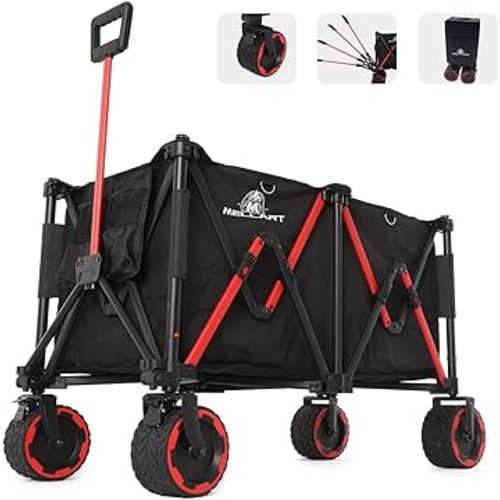 Wagon Cart, Wagons Carts Foldable, Beach Wagon for Sand, 200L Large Wagons Carts Heavy Duty Foldable, Adjustable Handle, Beach Cart Wagon Big Wheels for Sand. Perfect for Camping, Shopping.