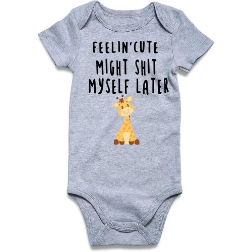 Funnycokid Baby Boys Girls Bodysuit Funny Newborn Romper Short Sleeve Infant Neutral Outfits Jumpsuit 0-12 Months