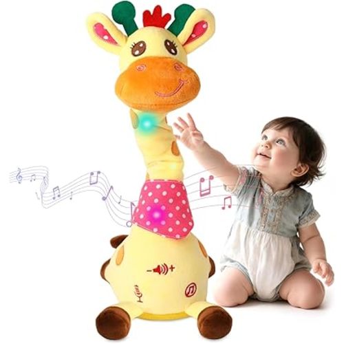 LLUKEME Dancing Giraffe Stuffed Animal Baby Toys Singing Song Toddlers Toy Repeats What You Say Glowing Musical Toy for Baby Birthday Gift