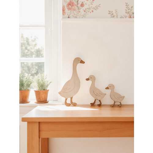 Wooden Geese Wall Decor | Montessori Room Art | Set of 3 | Nursery Wall Animals | Handmade Plywood Decor