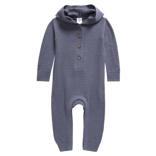 Hooded Pointelle Sweater Romper