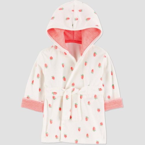 Carter's Just One You®️ Baby Strawberry Robe - Pink: Midweight Terry Bath Wrap, Cotton-Polyester Blend, Machine Washable