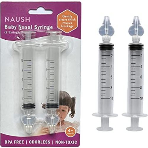 Nasal Aspirator for Baby | Baby Nasal Syringe Irrigator | Disposable Infant Nose Cleaner | Professional Portable Rinsing Nasay Spray - BPA Free Silicon Tips by NAUSH (2 Syringes)