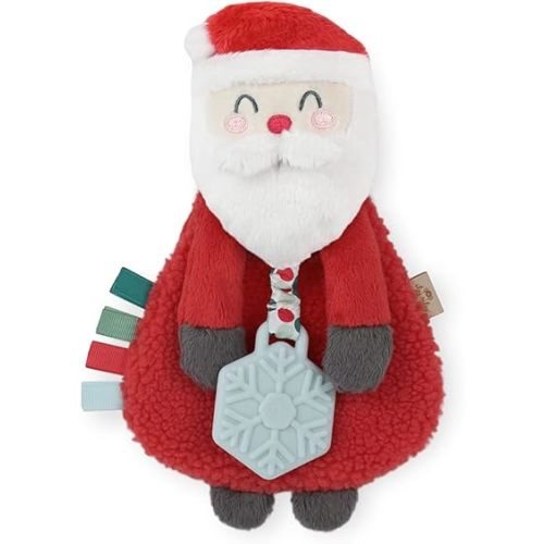 Itzy Ritzy - Itzy Lovey Including Teether - Baby Lovey with Teether, Textured Ribbons & Dangle Arms - Features Crinkle Sound, Sherpa Fabric and Minky Plush (Nick The Santa)