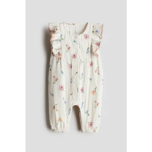RUFFLE-TRIMMED MUSLIN ROMPER SUIT