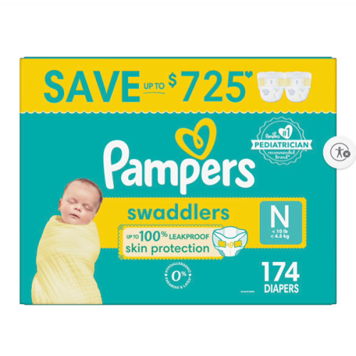 Pampers Swaddlers Ultra-Absorbent Baby Diapers (Select Size)