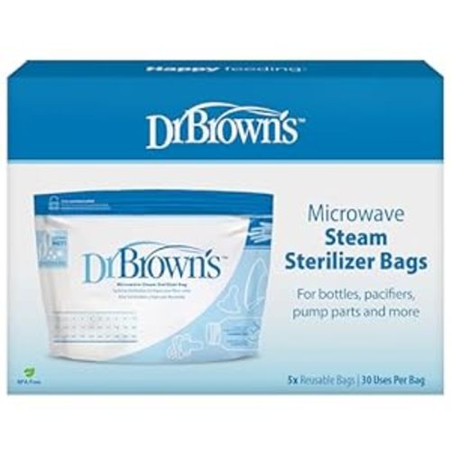 Amazon.com : Dr. Brown's Microwave Steam Sterilizer Bags for Baby Bottles, Pacifiers, Pump Parts and Accessories, Travel Baby Bottle Sterilizer, 30 Uses per Bag, 5-Pack : Baby Bottle Formula Bags : Baby