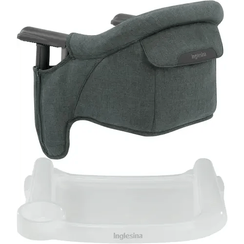 Inglesina Fast Table Chair - Charcoal Gray Melange + Fast Dining Tray - Portable Baby High Chair - for Babies & Toddlers up to 37 lbs - Fits Tables 0.8'' to 3.5'' Thick - Compact - Travel Bag Included