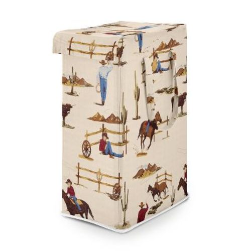 Sweet Jojo Designs Boy Foldable Laundry Hamper With Handles Wild West Cowboy Multicolor