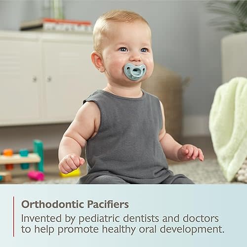 NUK Comfy Orthodontic Pacifiers, 0-6 Months, Timeless Collection, 5 Count (Pack of 1)
