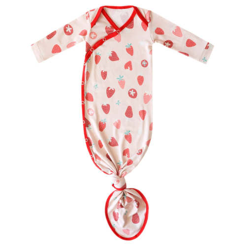 Newborn Knotted Gown - Strawberry
