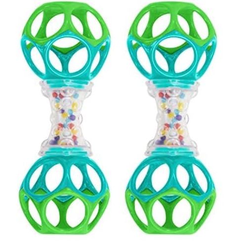 Bright Starts Oball Shaker Rattle Toy, Ages Newborn + (Pack of 2)