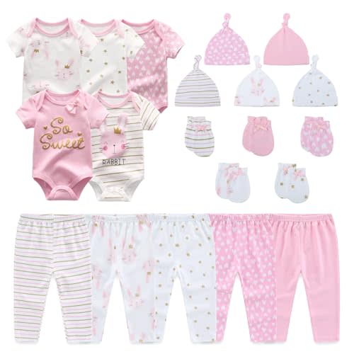 JELYLOVE Unisex Baby Boy Girl Bodysuits Sets 20 Pack Cotton Casual New Born Clothes Comfort Infant Outfit Essentials