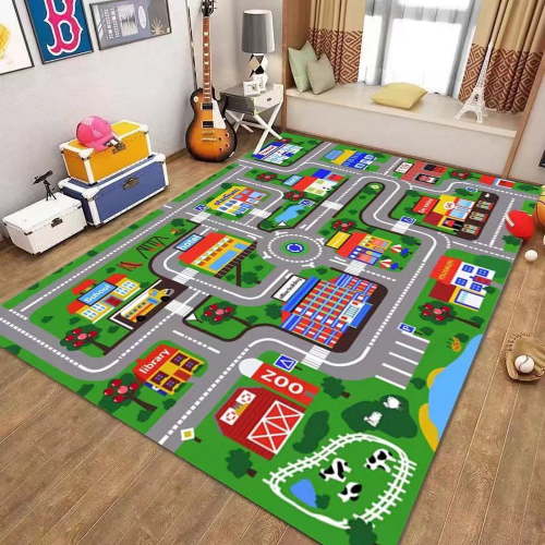 Kids Carpet Playmat Rug, 32" x 47" Car Carpet Playmat for Bedroom, City Life Carpet Area Rug Mat with Non-Slip Backing, Educationa Mat Gift For Children Baby Play Room Game Play Mat Rugs