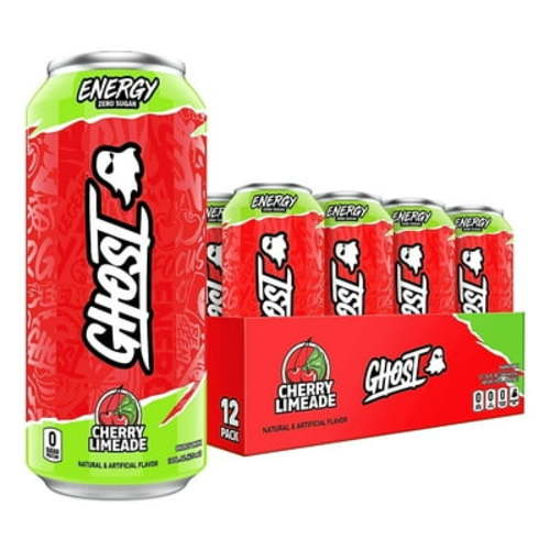 GHOST Zero Sugar Energy Drink, Cherry Limeade, 16 oz Can, 12 Pk