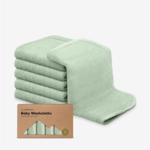 6-Pack Soft Baby Washcloths, Viscose from Bamboo - Kids, Newborn Bath Towels, Infant Shower, Toddler Reusable Face Towel, Gentle on Skin, Face Wash Cloths for Babies, 10x10 (Pistachio)