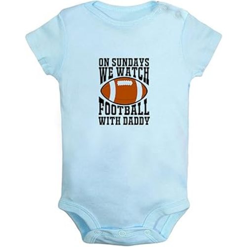 On Sundays We Watch Football With Daddy Funny Rompers, Newborn Baby Bodysuits, Infant Jumpsuits, Kids Short Clothes