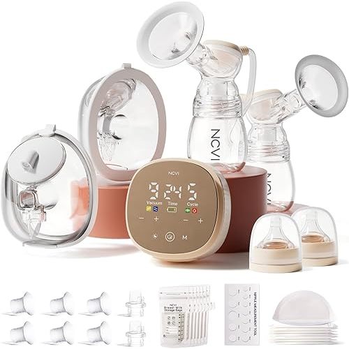 NCVI 2-in-1 Electric Wearable Breast Pump, Micro-Vibration Comfort with Hospital-Grade Suction, 4 Modes & 9 Levels, 4400mAh Rechargeable, Hands-Free & Portable Breastfeeding Milk Pump