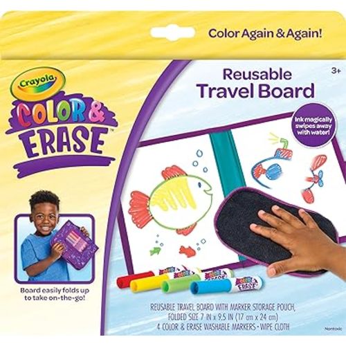 Crayola Color & Erase Drawing Board for Kids, Travel Coloring Kit, Drawing Toy, Toddler Coloring Set, Gift for Kids, 3+