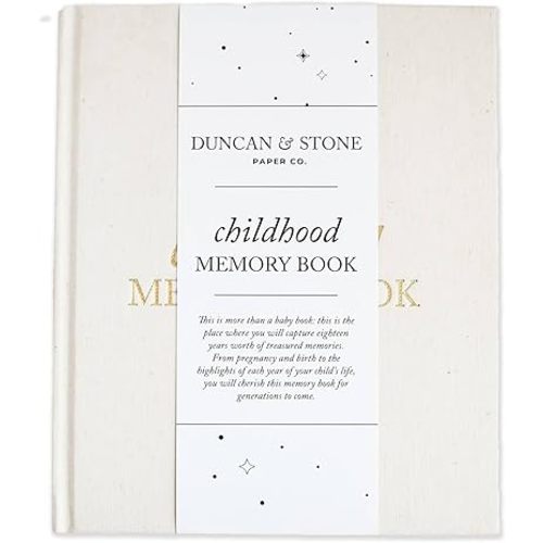 Childhood Memory Book - Elegant Memory Book For Kids Till Age 18 W/Guided Prompts, Space for Photos & More - Childhood Memory Journal (175 Pages, Cream)
