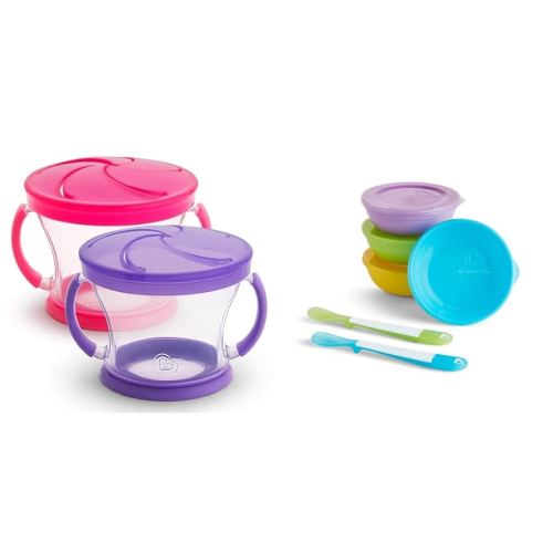 Munchkin® 10 Piece Baby Feeding Set with Bowls, Lids, Spoons and 2 Pack Toddler Snack Catcher® Cups
