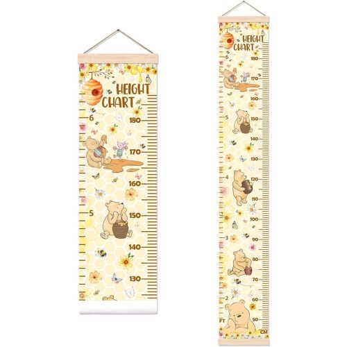 Winnie Height Chart for Wall Decor, the Pooh Decor Height Chart for Boys or Girls, Honey Themed Height Measurement for Toddler Wall Hanging, Perfect for Bedroom Nursery Decor Height Wall Chart