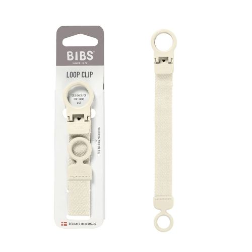 BIBS Loop Pacifier Clip - Sleek, Secure One-Handed Operation, Fits All BIBS and Most Brands, Machine Washable, Slim Profile for Comfort, Ages 0+ - Ivory