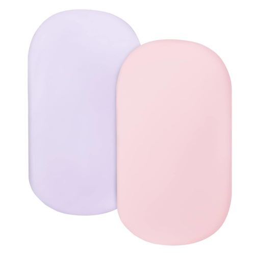 Bassinet Sheet Set 2 Pack Fitted Bassinet Sheets for Baby Girl, Universal Microfiber Soft Cradle Sheets for Oval Rectangle and Hourglass Bassinet Mattress, Pink and Violet